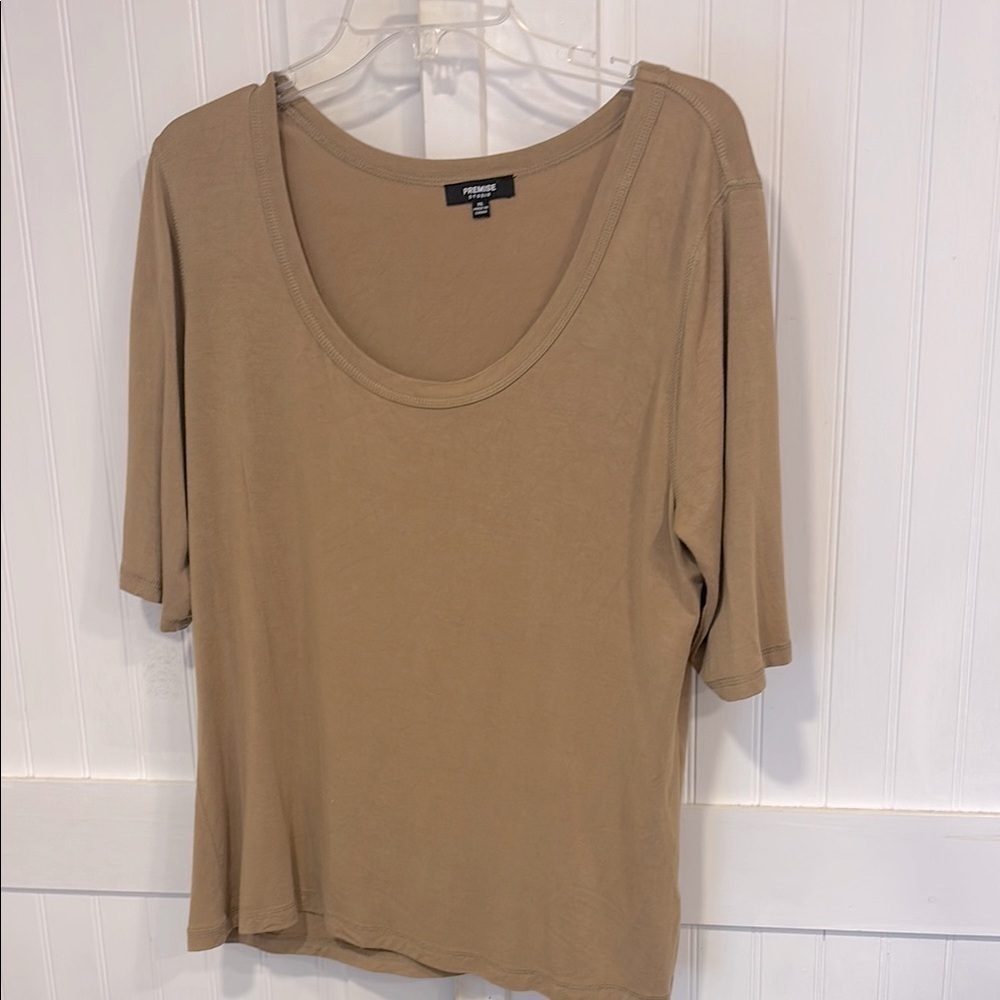Premise studio scoop neck, stretch fawn-Brown Top size XL